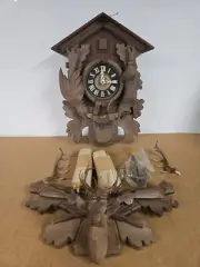 F Vintage Schmeckenbecher Black Forest Hunters 8 Day Cuckoo Clock New