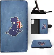 Australia National Country Flag FLIP Wallet Phone CASE Cover for Samsung Galaxy S21+ 5G Plus