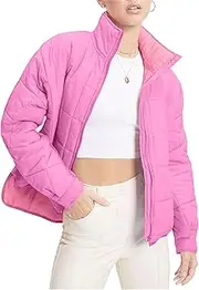 [Generic] Ladies' Casual Down Jacket Autumn and Winter Lightweight Jackets Trendy Zip Quilted Coat with Pockets