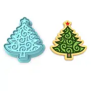 Christmas Swirly Tree Cookie Cutter & Stamp #1 | Xmas Holiday Pine Trees Fancy