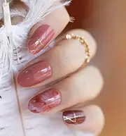 False Nails Short Fake Nails Press on Nails Artificial Full Cover Stick On Nails 24 Pcs Set for Women or Girls