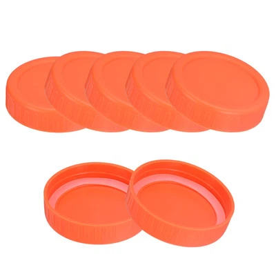 Mason Jar Lids, 10pcs Regular Mouth Storage Lids with 10 Silicone Ring (Orange)