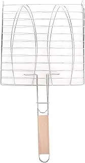 Stainless Steel Non Stick BBQ Grill Basket Barbecue Mesh Fish Meat Grill Net for BBQ Oven Outdoor Cooking Durable Proof Easy to Clean 43.2 x 22.8cm
