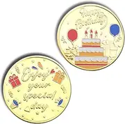 MXXGMYJ Happy Birthday Coin Token Gifts for Boys Girls Birthday Gifts for Family Friends Commemorative Gifts Silver & Gold