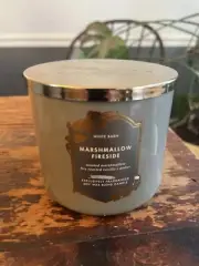 Bath & Body Works Marshmallow Fireside 3 Wick Scented Candle White Barn New