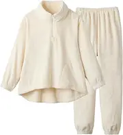 [Gunze] AUW904 UCHI-Colle Loungewear, Warm Pajamas, Back Cold Protection, Warm to Neck, Loungewear