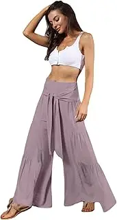[Sipumia] Womens Wide Leg Palazzo Lounge Pajama Pants High Waist Loose Yoga Harem Pants Athletic Long Trousers with Tied Belt