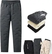 [RWRAPS] Unisex Lambswool Fleece-Lined Joggers,Winter Warm Waterproof Thick Track Pants Thermal Fleece Jogger (XL,Gray-b)