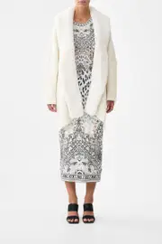 KNIT RELAXED LAYER WITH FAUX FUR MARBLE HEAVEN