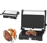 Panini Press Grill Sandwich Maker, Multifunctional Steak Machine, 90° & 180° Open Double Sided Heating, Led Display, Safety Buckle, Cool Touch Handle, Breakfast Machine for Kitchen Appliances