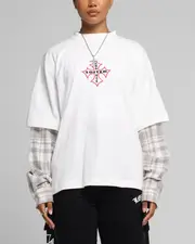 [LOITER] Loiter Layered Flannel T-shirt Cream - Size 3XL 3XL Cream