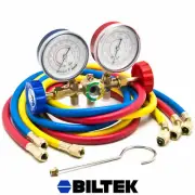 HVAC R12 R22 R502 A/C Diagnostic Manifold Gauge Kit w/ 3 Color 60" Charging Hose