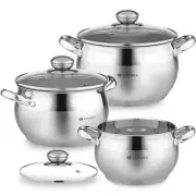 Classic Stainless Steel Kitchen Induction Pot Cookware Set | 6-Piece | Dishwa...