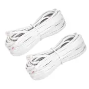 Phone Cord 25FT Telephone Cable Phone Line Cord RJ11 6P4C Plugs White 2pcs