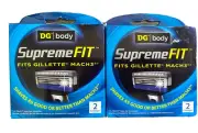 Supreme Fit Gillette Mach3 Razor Blades 2 Boxes TOTAL 4 Cartridges NEW SEALED