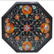 18" Floral Design antique Inlay center Table Top Black Marble coffee Side Table