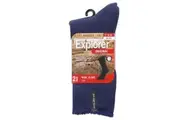 2 Pair Holeproof Explorer Original Mens Crew Thick Work Wool Socks Navy SYNX2N