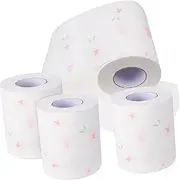 HEATSHAKING 4rolls Floral Printed Toilet Paper Soft Absorbent Household Supplies for Bathroom Office Use Safe for Septic Systems Skin Lightweight Portable Hygiene