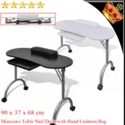 Folding Manicure Table Nail Desk Black/White Portable Station Hand Cushion Bag