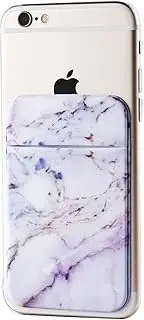 2Pack Marble Adhesive Phone Pocket,Cell Phone Stick On Card Wallet Sleeve,Credit Cards/ID Card Holder(Double Secure) with 3M Sticker for Back of iPhone,Android and All Smartphones-Purple