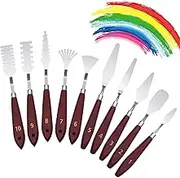 10pcs Palette Knife Set, Versatile Stainless Steel Spatula Palette Knife Professional Palette Knife Set with Acrylic Wooden Handle Pallet Knife Set