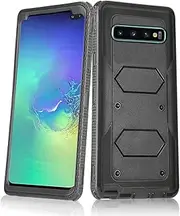 [Asuwish] Phone Case for Samsung Galaxy S10 Plus Cover Hybrid Shockproof Drop Proof Full Body Protective Accessories Rugged Dual Layer Glaxay S10+ Galaxies S10plus 10S Edge S 10 10plus Women Men Black