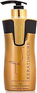 Keratin Cure Best Treatment Gold and Honey Bio 10 Ounces for Silky Soft Hair Formaldehyde Free Professional Complex with Argan Oil Nourishing Straightening Damaged Dry Frizzy Coarse Curly Wavy Hair