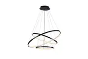 Omega Bright Contemporary Retro Black Hollow Rings Halo LED Pendant Light - Large
