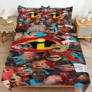 v3018 Bed Sheets Bedding The Incredibles Cartoon Bedding Sets Ultra Soft Skin-Friendly Duvet Cover 3 Piece, Cute Comforter Cover Bed Set for Boys Gir