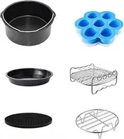 Air Fryer Accessory Set with Baking Tray Baking Pan Barbecue Stand Non-Stick Coaster for XL 3.2 Litre Princess Philips Gowise 6pcs