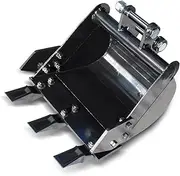 Jiawu 15in/380mm Mini Excavator Bucket with Metal Teeth, Backhoe Digging Trenches for 0.8-1.8 Tons Small Digger, Mini Excavator Attachments Digging Bucket for Trenching & Digging