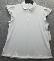 Walter Hagen Golf Performance Polo Shirt Women's XL White Flutter Sleeve Stretch