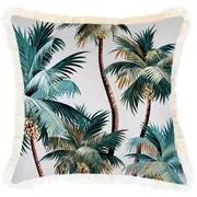 Cushion Cover-Coastal Fringe-Palm Trees White-45cm x 45cm