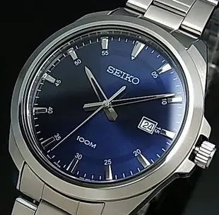 【金台鐘錶】SEIKO手錶 精工表 經典時尚  藍面日期 防水100M男錶  SUR207P1