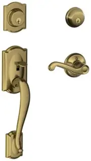 Schlage F62-CAM-FLA-RH Camelot Right Hand Double Cylinder - Brass
