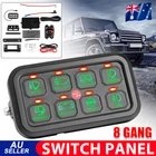 8 Gang 12V Switch Panel LED Lights Circuit Control Box For Tractor Camper Crane