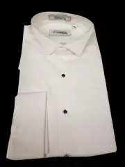 New Cardi 16 x 34 35 White Wing Collar Tuxedo Shirt French Cuffs 100% Cotton