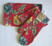 April Cornell 3pc Kitchen Set Teatowel, Ovenmitt & Potholder Fall Florals NEW