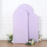 3 LAVENDER Matte Fitted Spandex Round Top Arch Backdrop STAND COVERS Set Events