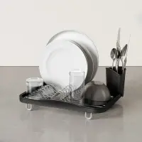 在飛比找Yahoo奇摩購物中心優惠-《Umbra》Sinkin餐具收納筒+碗盤瀝水架(墨黑35.