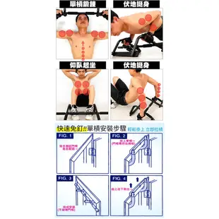 【SAN SPORTS】專業型多功能門框單槓(引體向上+伏地挺身器+仰臥起坐)室內單槓C199-IG02掛式門上單槓