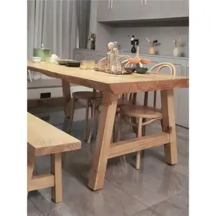 美式客廳全實木大書桌現代簡約工作臺家用原木大板桌桌長條辦公桌