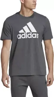 Adidas Mens Three Stripes T-Shirt Heather Grey SZ Medium