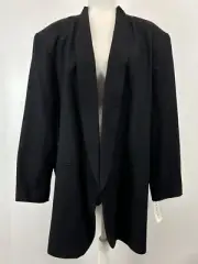 NEW! Vtg Pendleton 100% Wool Jacket Sz 24W Plus Black Open Front Made USA