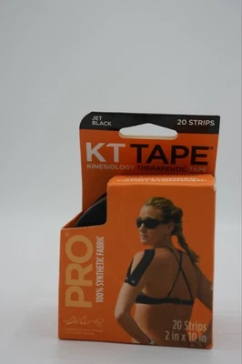 KT Tape Pro, Jet Black – 20 Pre-Cut Synthetic Strips (10″ × 2″), 4–7 Days Wear