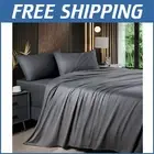 Luxury 1800 Thread Count King Size Sheets - Breathable Dark Grey Bamboo Blend