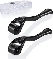2 Pack 540 Titanium Microneedle Derma Roller Skin Care for Facial Wrinkles, Stretch Marks, Acne Spot, Hair Loss, Beard Roller Hair Growth, separate Derma Needling Kit (0.5mm,1.0mm)(Black)