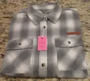 NWT WOMEN'S SIMPLY SOUTHERN GRAY PLAID SHACKET SZ LARGE L