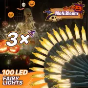 3 Pcs 100 LED Plug In 8 Mode Christmas Halloween String Fairy Light Weatherproof