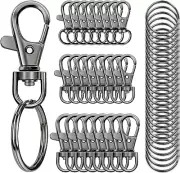 100PCS Swivel Snap Hooks with Key Rings, Premium Metal Swivel Lobster Claw Clasp